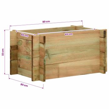 Garten Hochbeet Grün 80 x 80 x 32 cm Massives Kiefernholz