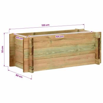 Garten Hochbeet Grün 120 x 80 x 32 cm Massives Kiefernholz