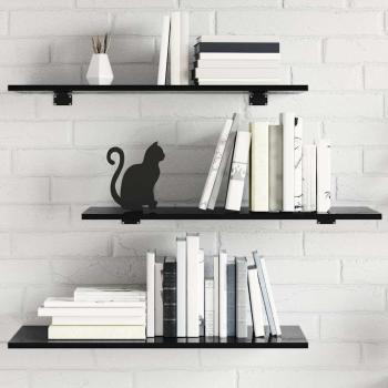 ARDEBO.de - Bücherregal-Bretter 8 Stk. Hochglanz-Schwarz 80x30x1,5 cm