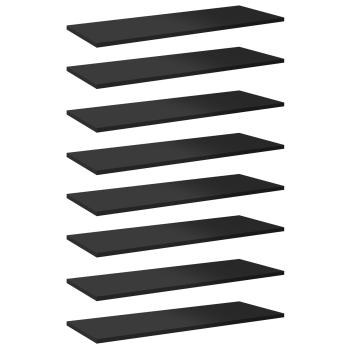 Bücherregal-Bretter 8 Stk. Hochglanz-Schwarz 80x30x1,5 cm