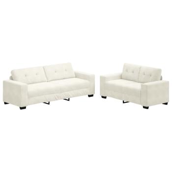 ARDEBO.de - Sofa 2 stk. Creme Samt
