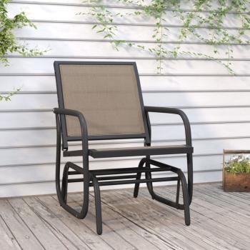 ARDEBO.de - Garten-Schaukelstuhl Braun 61x76x87 cm Textilene & Stahl