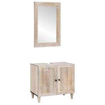 ARDEBO.de - Badezimmermöbel-Set mit Regal mit Tür 2 pcs Weiß Holzwerkstoff
