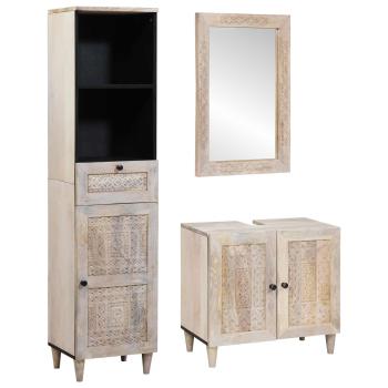 ARDEBO.de - Badezimmermöbel-Set mit Schubladen 3 pcs Weiß Holzwerkstoff