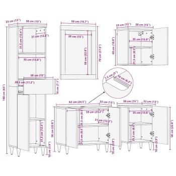 Badezimmerschrank-Set mit Tür 5 pcs Honigbraun Massivholz Mango