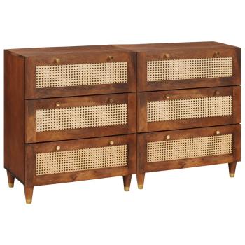 ARDEBO.de - Sideboard Set 2 pcs Braun 60 x 33,5 x 75 cm Massivholz Mango