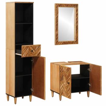 Badezimmerschrank-Set 3 stk. 62 x 33 x 58 cm Massivholz Mango