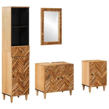 ARDEBO.de - Badezimmerschrank-Set mit Schubladen 4 pcs Massivholz Mango