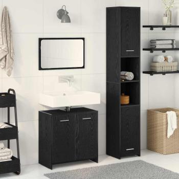 ARDEBO.de - Badezimmermöbel-Set 3 stk. Schwarz Eichen-Optik