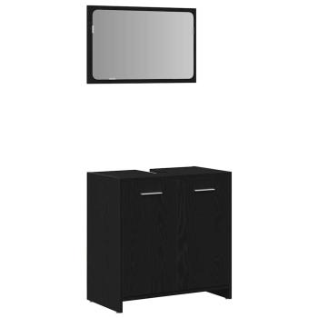 Badezimmermöbel-Set 3 stk. Schwarz Eichen-Optik