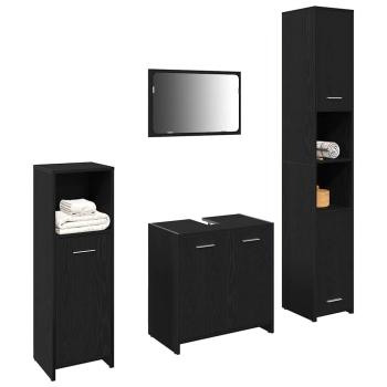Badezimmermöbel-Set 4 stk. Schwarz Eichen-Optik