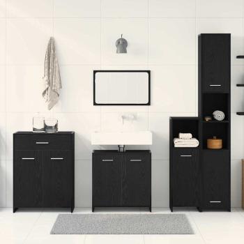 Badezimmermöbel-Set 4 stk. Schwarz Eichen-Optik