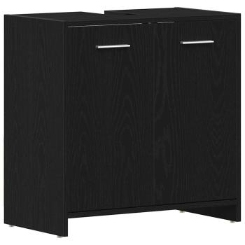 Badezimmermöbel-Set 4 stk. Schwarz Eichen-Optik