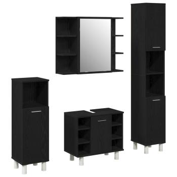 Badezimmermöbel-Set 4 Stk. Schwarz Holzwerkstoff