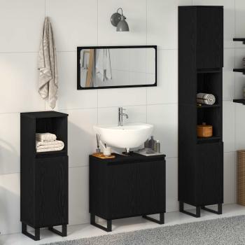 ARDEBO.de - Badezimmermöbel-Set 3 stk. Schwarz Eichen-Optik