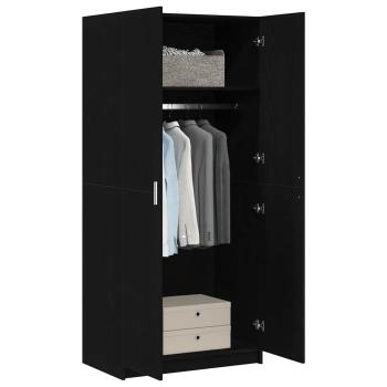 Kleiderschrank Schwarz Eichen-Optik 80 x 50,5 x 180 cm