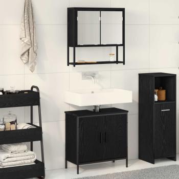 ARDEBO.de - Badezimmermöbel-Set 2 stk. Schwarz 60 x 30 x 60 cm