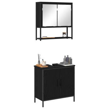 Badezimmermöbel-Set 2 stk. Schwarz 60 x 30 x 60 cm