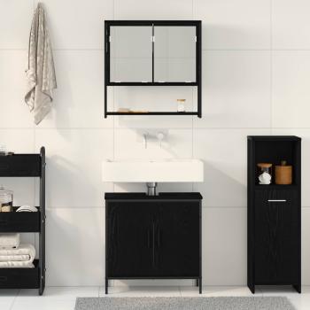 Badezimmermöbel-Set 2 stk. Schwarz 60 x 30 x 60 cm