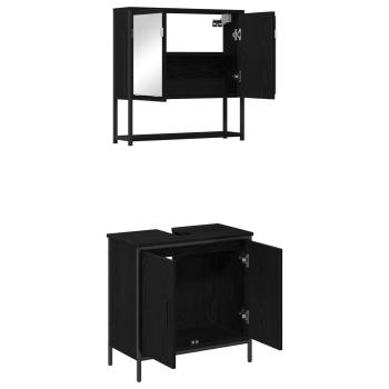 Badezimmermöbel-Set 2 stk. Schwarz 60 x 30 x 60 cm