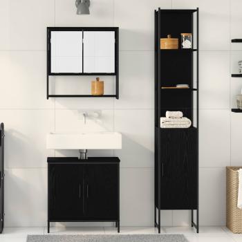 Badezimmermöbel-Set 3 Stk. Schwarz Holzwerkstoff