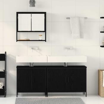 Badezimmermöbel-Set 3 stk. Schwarz 80 x 30 x 60 cm