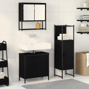 ARDEBO.de - Badezimmermöbel-Set 3 stk. Schwarz 33 x 33 x 113,5 cm