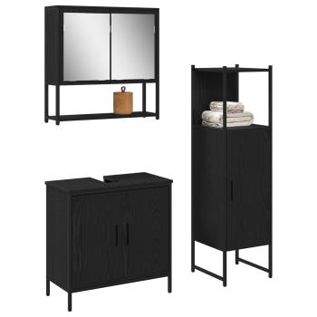 Badezimmermöbel-Set 3 stk. Schwarz 33 x 33 x 113,5 cm