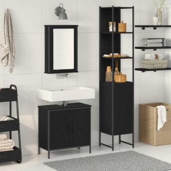 ARDEBO.de - Badezimmermöbel-Set 3 stk. Schwarz 33 x 33 x 185,5 cm