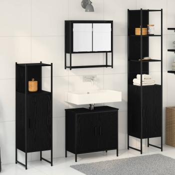 ARDEBO.de - Badezimmermöbel-Set 4 stk. Schwarz 33 x 33 x 185,5 cm