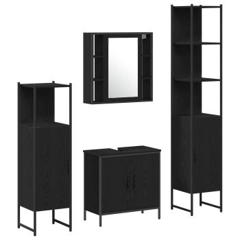 Badezimmermöbel-Set 4 Stk. Schwarz Holzwerkstoff