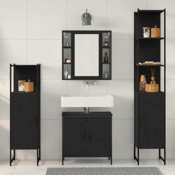 Badezimmermöbel-Set 4 Stk. Schwarz Holzwerkstoff