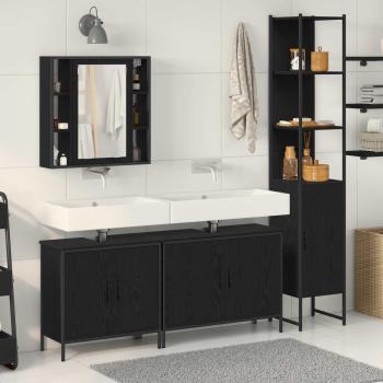 ARDEBO.de - Badezimmermöbel-Set 4 Stk. Schwarz Holzwerkstoff
