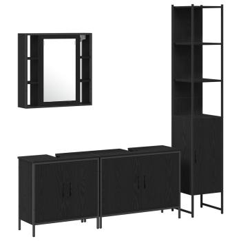 Badezimmermöbel-Set 4 Stk. Schwarz Holzwerkstoff