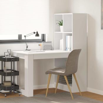 ARDEBO.de - Schreibtisch mit Regal Weiß 122 x 67 x 145 cm Holzwerkstoff