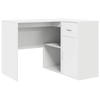 Eck-Schreibtisch mit Schubladen Weiß 102 x 88 x 75 cm