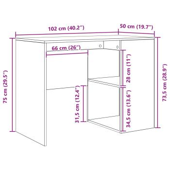 Eck-Schreibtisch mit Schubladen Weiß 102 x 88 x 75 cm