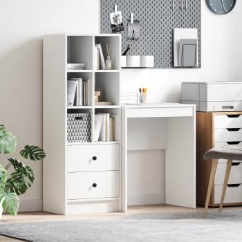 ARDEBO.de - Schreibtisch mit Schubladen mit Regal mit Speicher 2 pcs Weiß