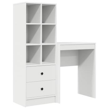 Schreibtisch mit Schubladen mit Regal mit Speicher 2 pcs Weiß