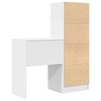 Schreibtisch mit Schubladen mit Regal mit Speicher 2 pcs Weiß