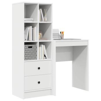Schreibtisch mit Schubladen mit Regal mit Speicher 2 pcs Weiß