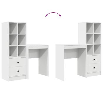 Schreibtisch mit Schubladen mit Regal mit Speicher 2 pcs Weiß