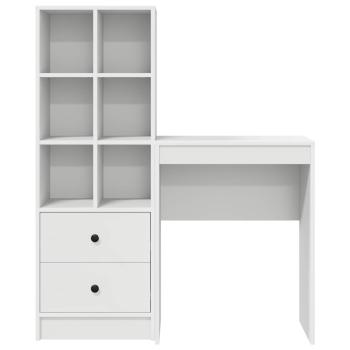 Schreibtisch mit Schubladen mit Regal mit Speicher 2 pcs Weiß