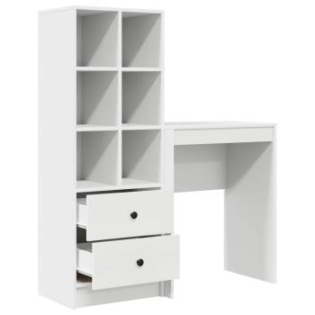 Schreibtisch mit Schubladen mit Regal mit Speicher 2 pcs Weiß