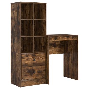 Schreibtisch mit Schubladen mit Regal 2 pcs Geräucherte Eiche