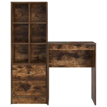 Schreibtisch mit Schubladen mit Regal 2 pcs Geräucherte Eiche