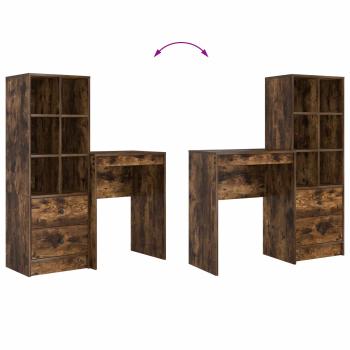 Schreibtisch mit Schubladen mit Regal 2 pcs Geräucherte Eiche