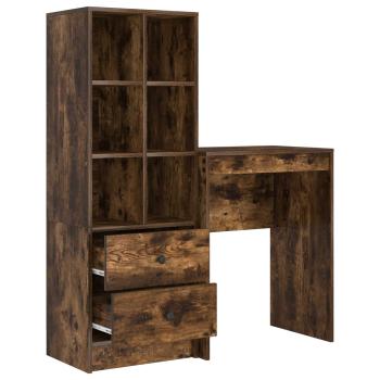 Schreibtisch mit Schubladen mit Regal 2 pcs Geräucherte Eiche