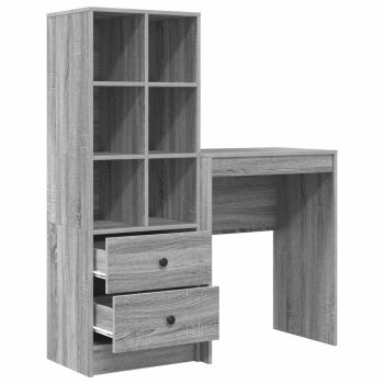 Schreibtisch mit Schubladen mit Regal 2 pcs Graues Sonoma