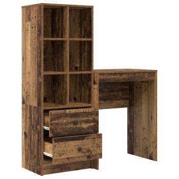 Schreibtisch mit Schubladen mit Regal 2 pcs Altholz